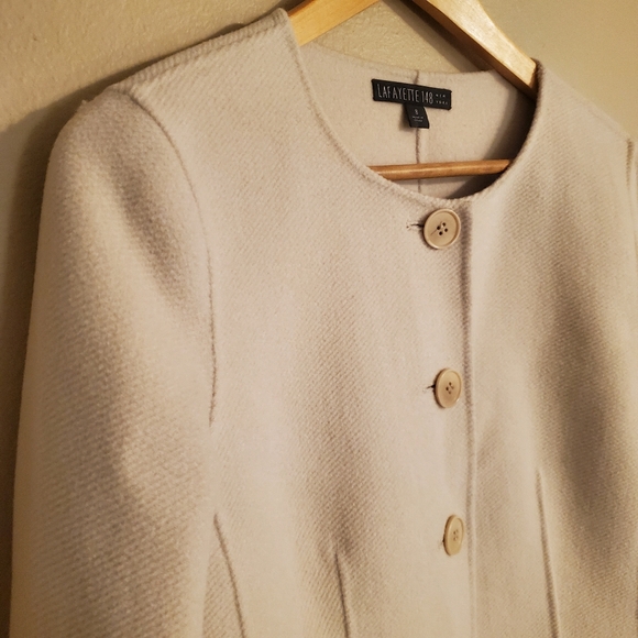 LAFAYETTE 148 NEW YORK Alabaster | Wool Angora Career Wear Blazer Jacket Women 8 - Picture 3 of 12